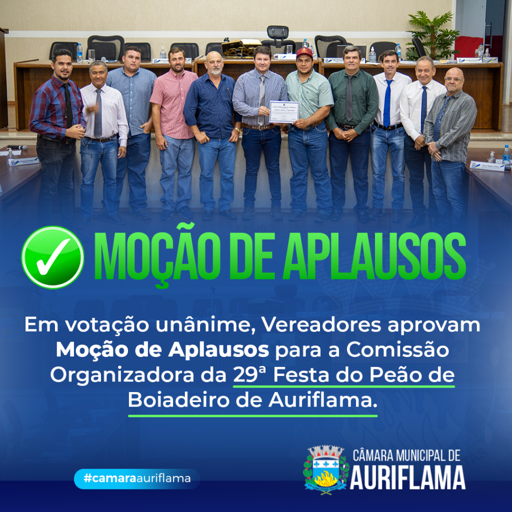 Câmara aprova moção de aplausos a Comissão da Festa do Peão